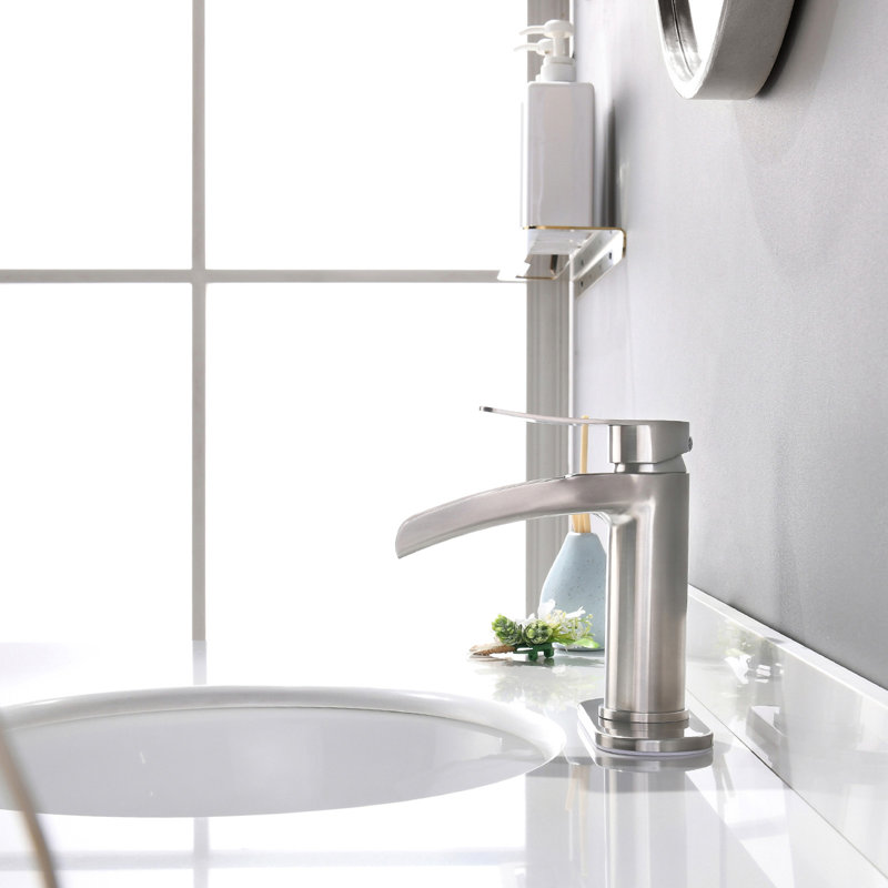 Single-handle Bathroom Faucet with Drain Assembly, Brushed Nickel