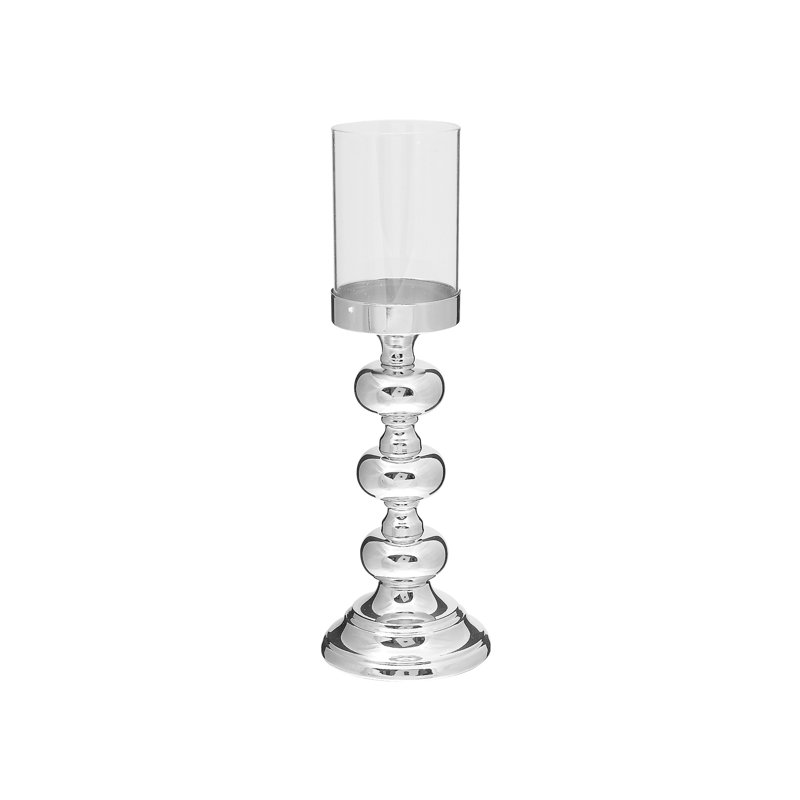 Porte-bougie en verre argenté Grace (13,5 po)