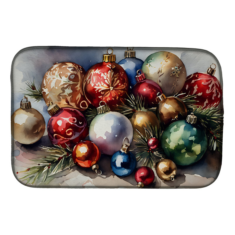 Christmas Ornaments Dish Drying Mat