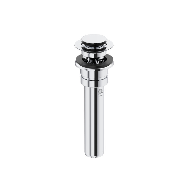 Push Drain with Overflow, Polished Chrome