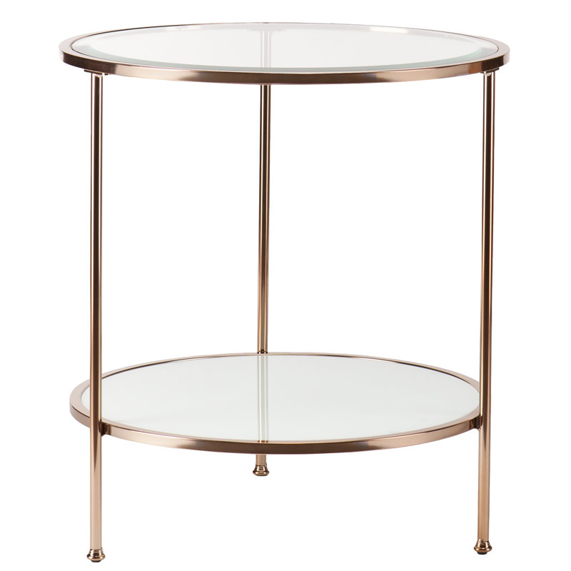 Table de bout en verre à 3 pieds de 26,25 po de hauteur Linvel, Ogive or métallique
