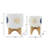 Stoneware and Ceramic Planter Set with Bamboo Stands - Modern Decorative Indoor Planters - Contemporary Geometric Design - Set of 2-996206073-944914616
