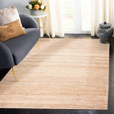 Tapis tissé à la main en jute / coton naturel / ivoire Zaragoza