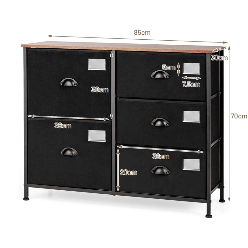 Amadio 5 Drawer Storage Drawer