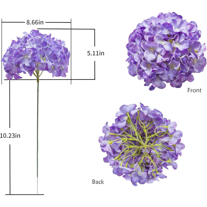 6-pack Purple Silk Hydrangea Flowers With Stems