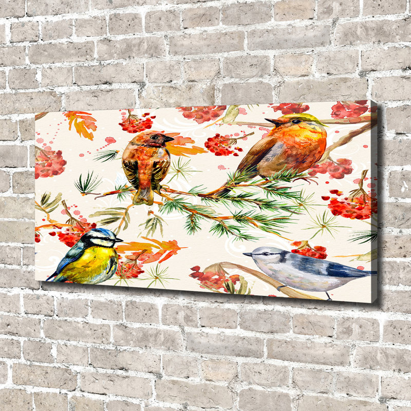 Conifers And Birds - Print, Canvas, 70cm H x 140cm W x 2cm D