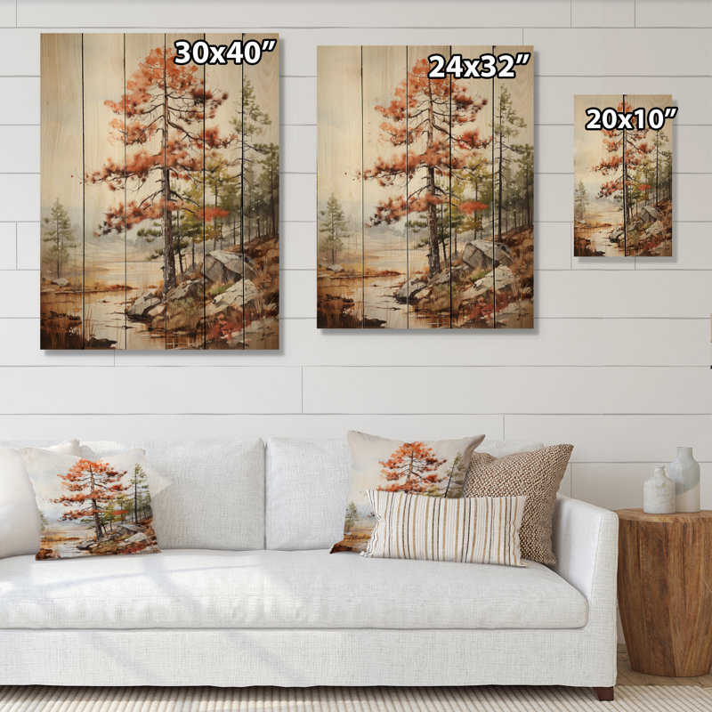 Pin majestueux Ponderosa I, impression sur bois naturel, H 40 po x l 30 po x P 0,78 po