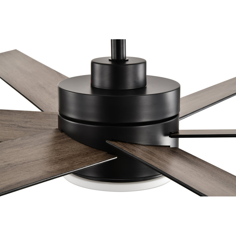 Matte Black Integrated Led 6 Speed Color Changing Indoor Ceiling Fan With Light And Remote, 14.5"H x 62"W x 62"D