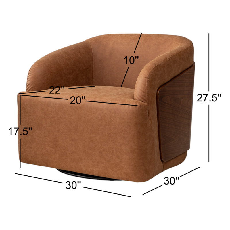 Fauteuil demi-tonneau rotatif en simili cuir Andretta, Brun