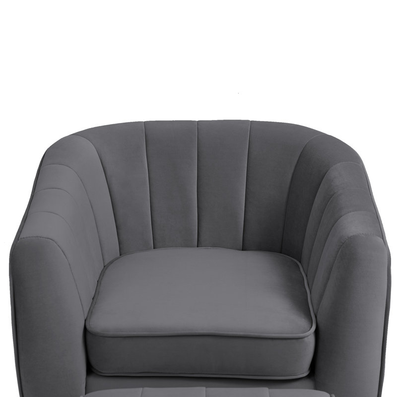 Geniva Velvet Armchair with Ottoman