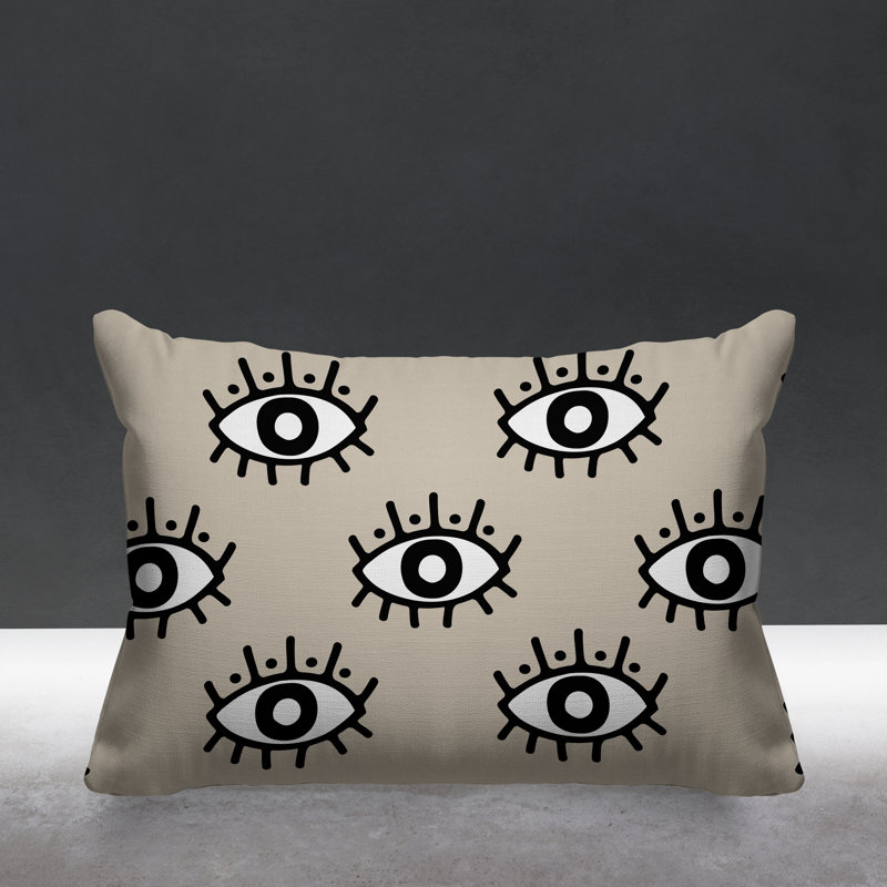 Coussin intérieur / extérieur Ankara Evil Eye, Champagne
