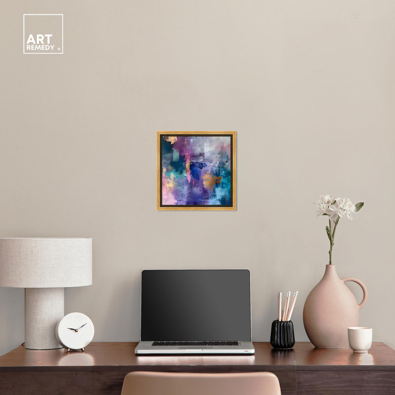 Beautiful Jewels Abstract Canvas Wall Art with Gold Frame