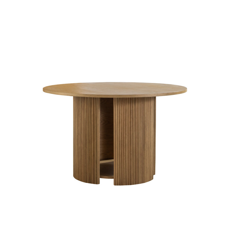 Sorine Round Solid Wood Dining Table, Brown