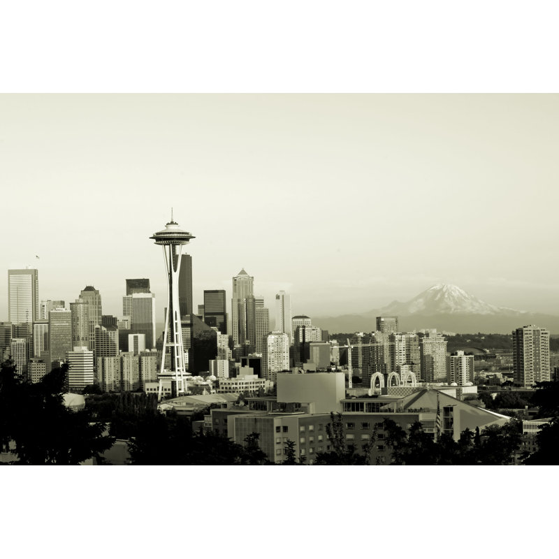 Seattle Panorama by Tashka - Wrapped Canvas Print, 30cm H x 46cm W