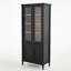 Vintage Mid-Century Pantry Modern Tall Display Cabinet with Glass Doors and Adjustable Storage