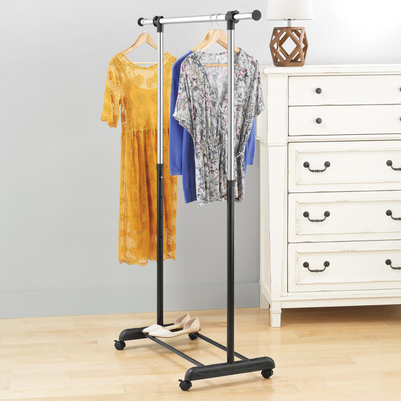 Adjustable Black and Chrome Portable Garment Rack