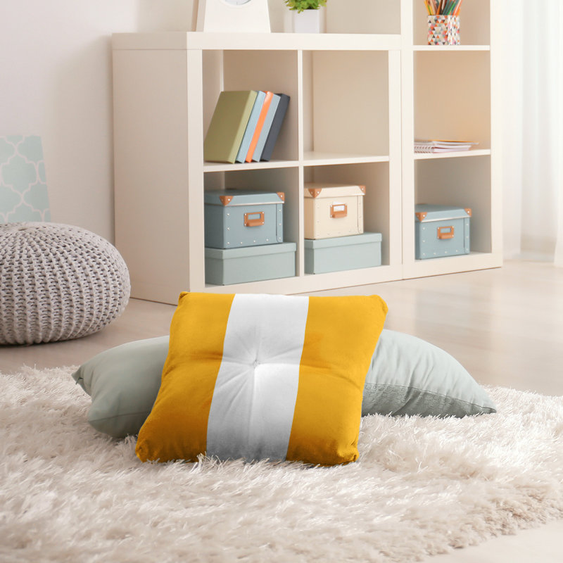  Coussin de sol touffeté, 26 po x 26 po, Doré / Blanc