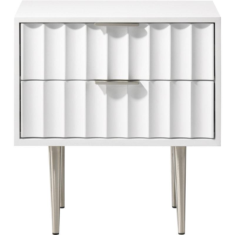 Jayvonni 22.5'' W Nightstand, White/Silver