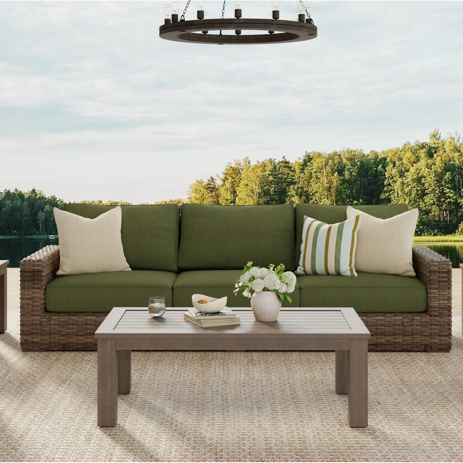 Havana 107" Patio Sofa, Cast Sage Sunbrella®