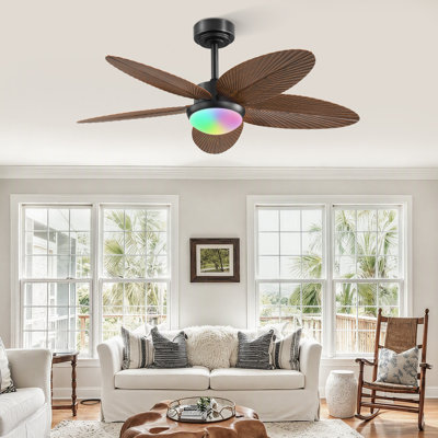 Ventilateur de plafond de 42 po Coastal Natural RGB avec lumière, télécommande et application de contrôle