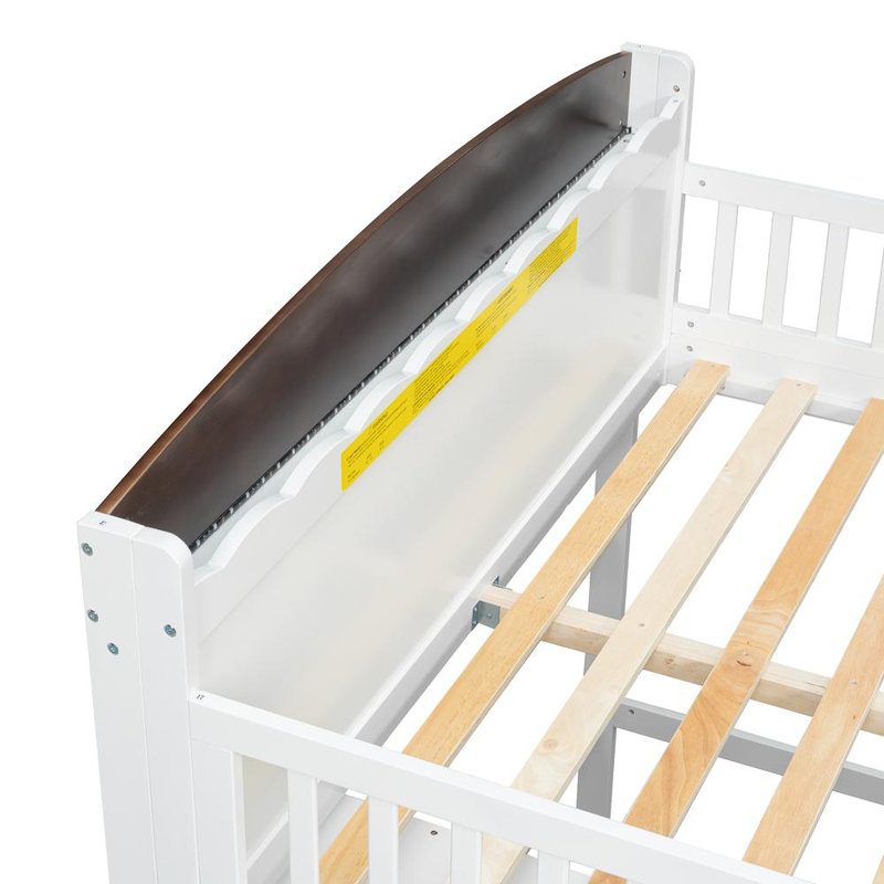 Full Size Loft Bed with Storage, White