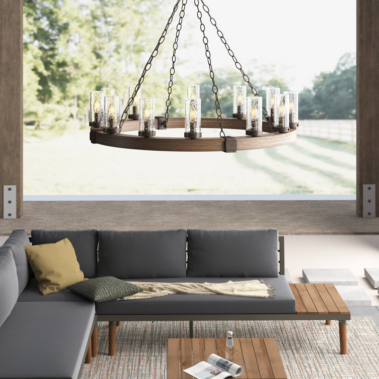 Sawyer 12-Light Single Tier Outdoor Rustic Chandelier