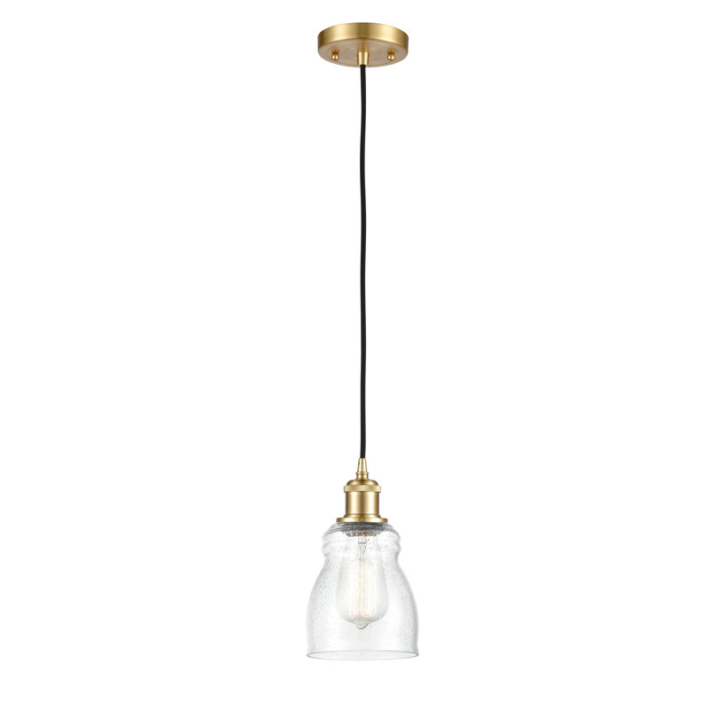 Luminaire suspendu en forme de cloche à 1 lumière Mauk, Ampoule DEL 6 watts Vinage, Grainé, Nickel satiné brossé