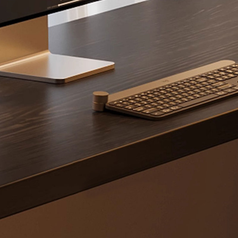 Bureau d'écriture en bois massif noir en forme de L, H 29,53 po x l 62,99 po x P 47,24 po, Retour à droite