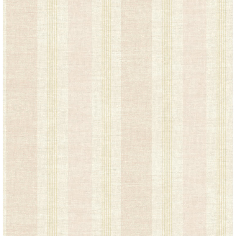Papier peint rayé en lin Seaonia Designs, Rose / crème