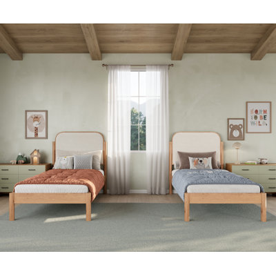 Ardin Solid Wood Bed with Boucle Headboard