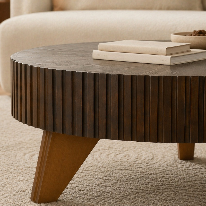 Table basse ronde 35,4 po, Brown, Brown, Brown
