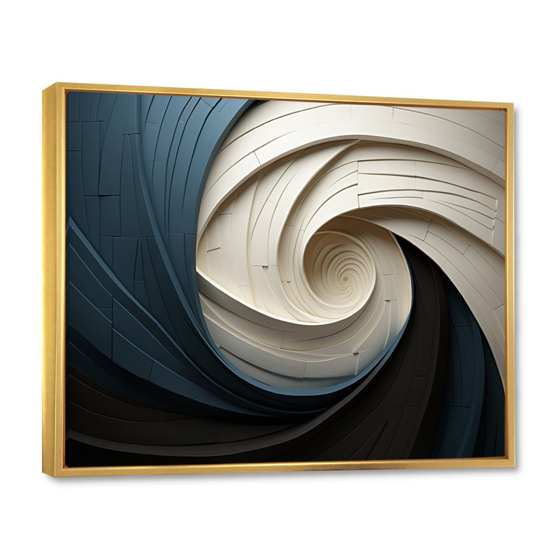 «Geometric Spiral I - Abstract Spirals», art mural encadré, H 24 po x l 32 po x P 1 po, Cadre flottant doré