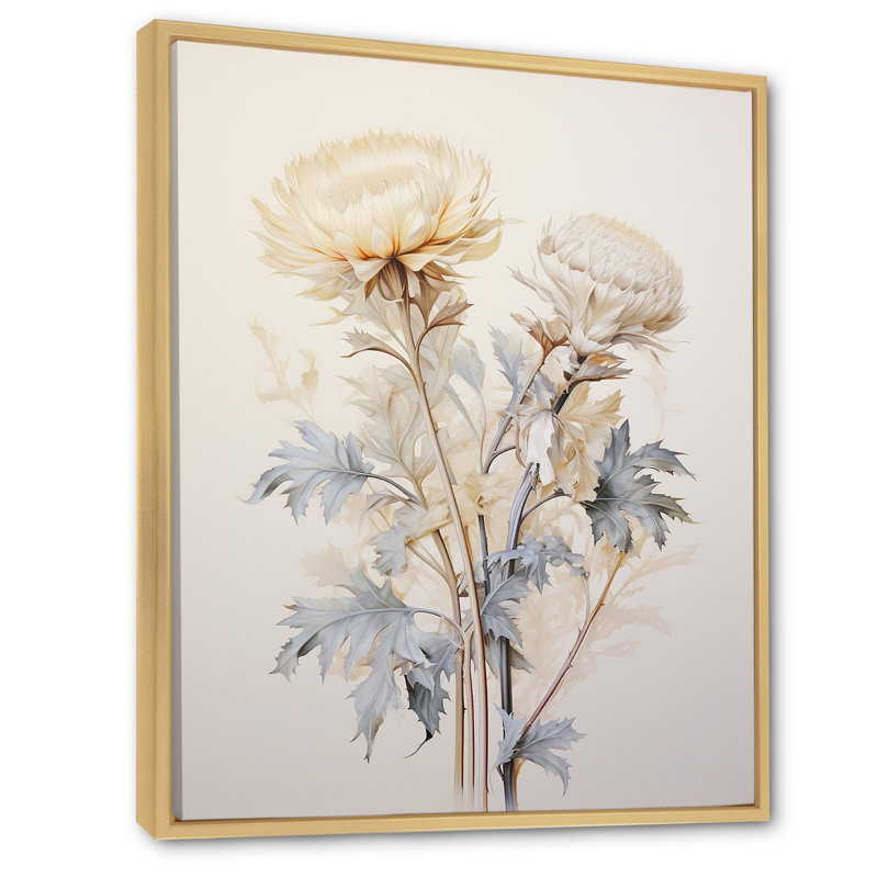 «Beige chardon», art mural sur toile Thistle, Cadre naturel flottant, H 40 po x l 30 po