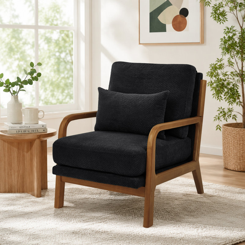 Fauteuil d'appoint Mid-Century, Black Polyester Blend