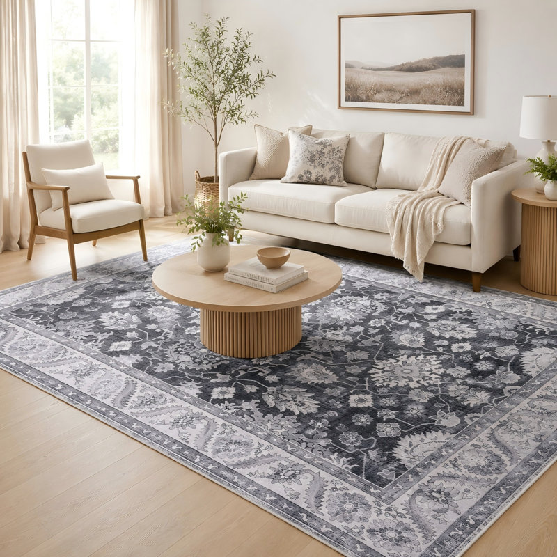Fillender Washable Soft Vintage Rug Fashion Floral Rug For Living Room Dorm Decor, Rectangle 4' x 6'