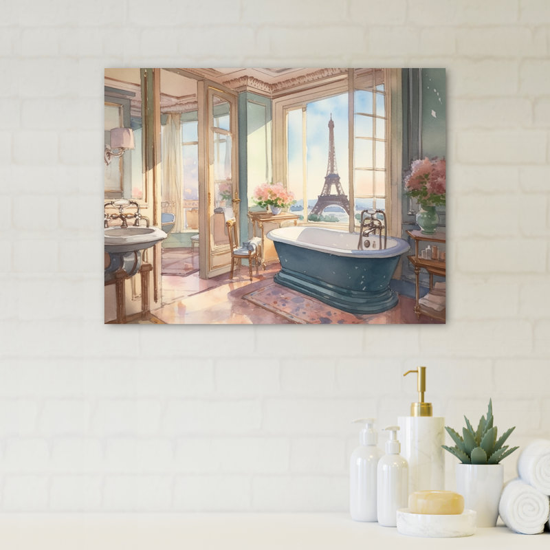 «Sukru Bathaign Bliss With A View Of The Eiffel Tower II», reproduction sur toile, H 12 po x l 20 po x P 1 po