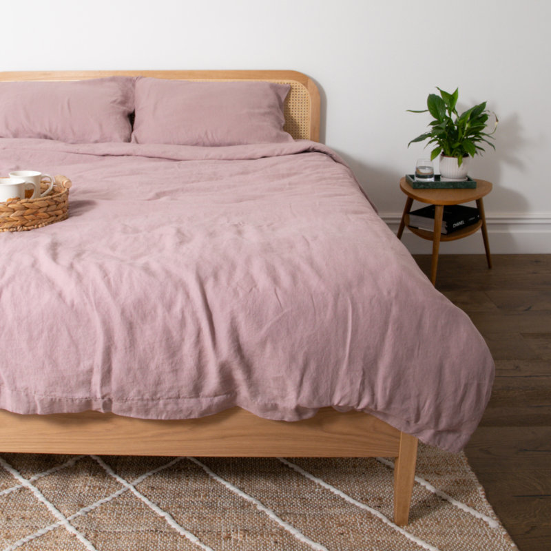 100% Linen Machine Woven Duvet Cover, Single (3'), Pink