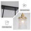Farmhouse Chandelier 5-Light Linear Pendant Light for Dining Room, Kitchen Island Lighting with Water Ripple Glass Shades, Adjustable Black & Gold Hanging Fixture