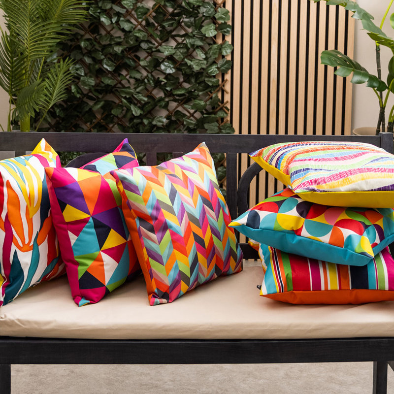 Geometric Print Indoor-Outdoor Cushion, Pack of 4, Multicoloured