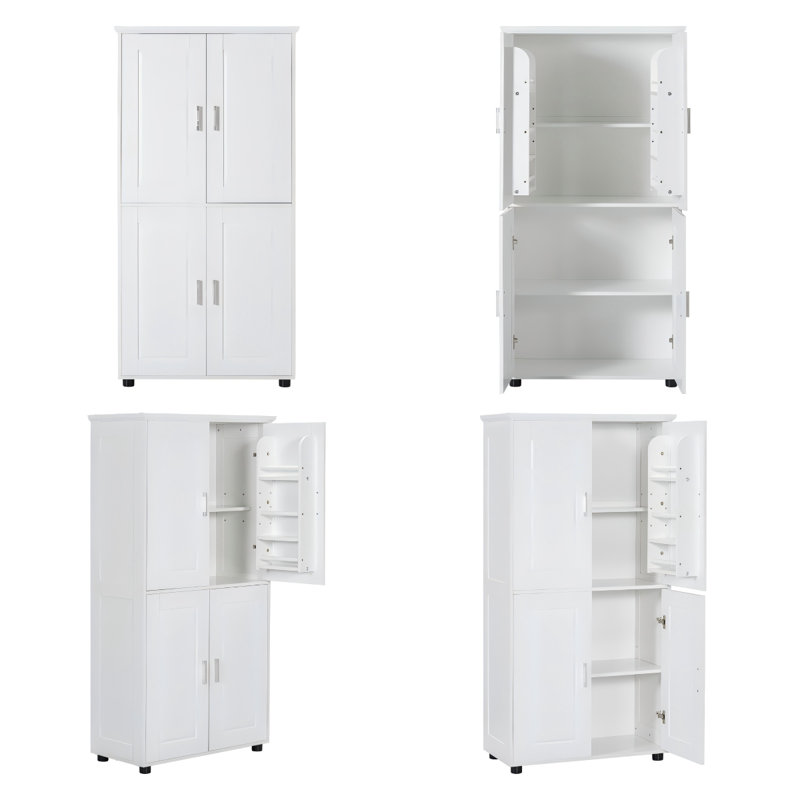 Armoire de rangement haute et large autoportante avec 4 portes, tablettes réglables, dispositif anti-basculement, blanc - L 31,3 po x l 15,6 po x H 62,3 po