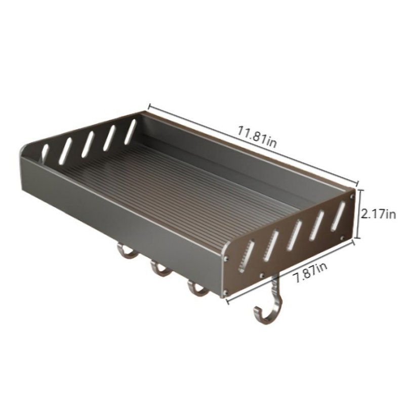 Wall-Mounted Multi-Functional Kitchen Spice Rack - Versatile Condiment And Storage Shelf, 2.16"H x 11.81"W x 7.87"D