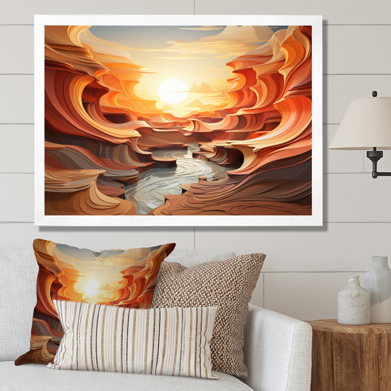 Profondeur des canyons orange - décoration murale canyon, 12" H x 20" W, Cadre flottant noir