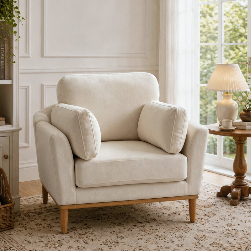 Chaise d'appoint moderne pour salon et chambre à coucher, Chenille  White