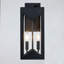 Applique murale extérieure noire à 2 lumières de 39 cm (15,35 po) avec verre transparent, applique moderne résistante aux intempéries pour porche, entrée, garage et terrasse.