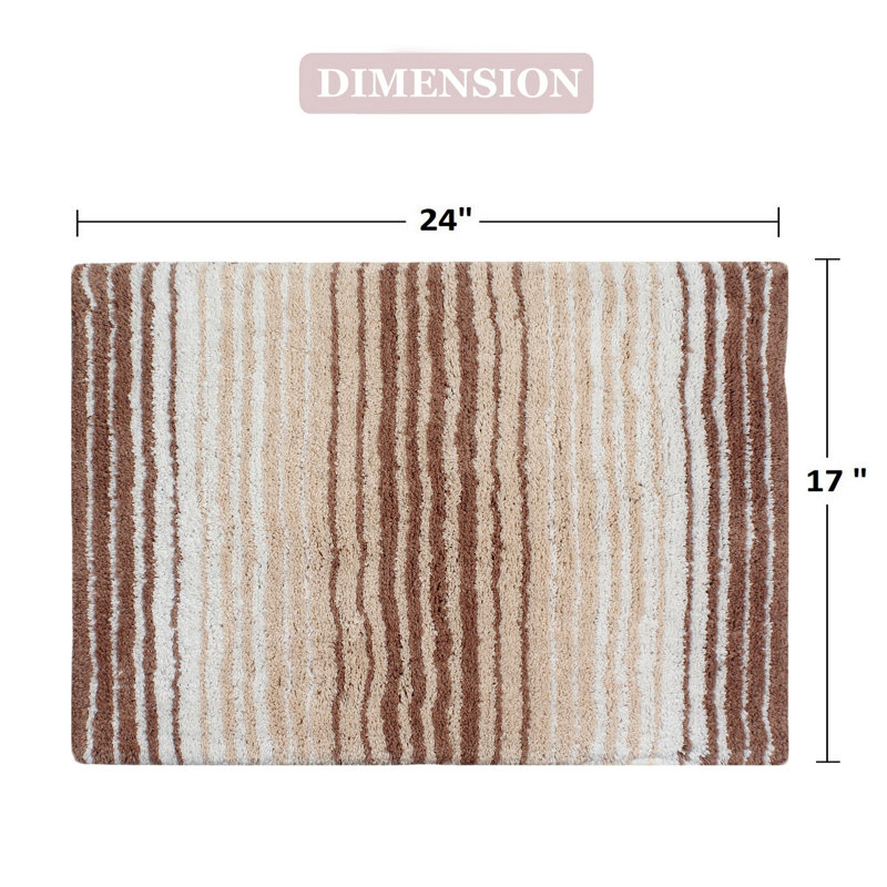 Griffie Plush 100 % Cotton Bath Rug, Single - 17" L x 24" W, Beige