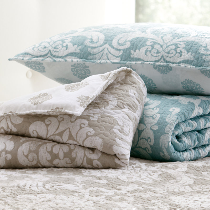 Courtepointe réversible en coton Providence, Courtepointe grand, Chambray