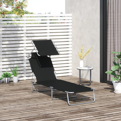 Hiking Sun Chair - High Material, Adjustable Black Beach Sunbathing With Back And Portable Fold