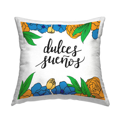 Dulces Sueños Flores Tropicales Outdoor Printed Pillow by SD Graphics Studio