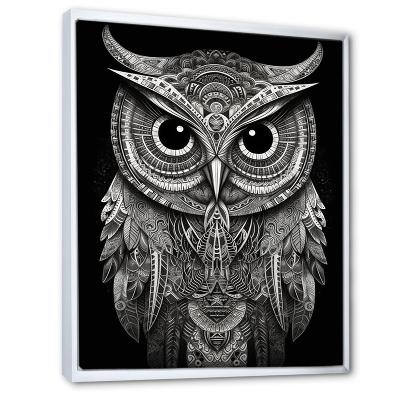 Sagesse du hibou blanc, Cadre flottant blanc, H 20 po x l 12 po x P 1 po