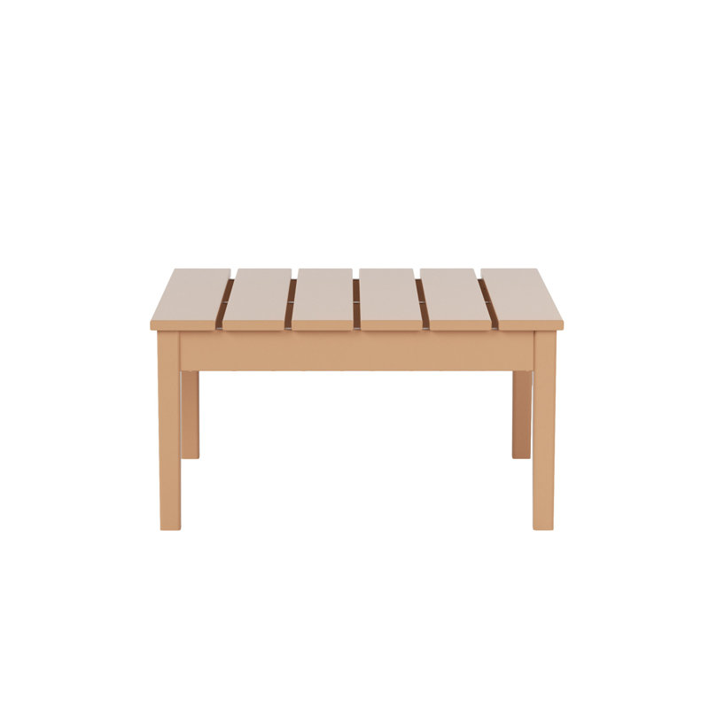 Table basse d'extérieur carrée en PEHD Joubert, Teck
